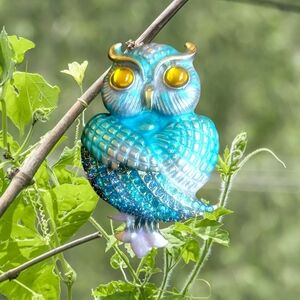 Blue and Gold Owl Pendant